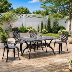 Reliable 5 Piece Black Aluminium Garden Dining Set