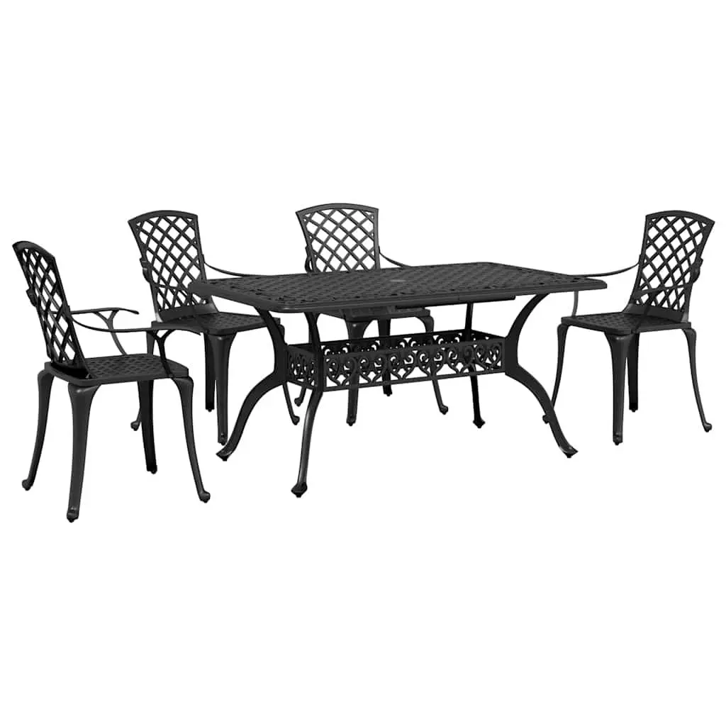 5 Piece Black Aluminium Garden Dining Set