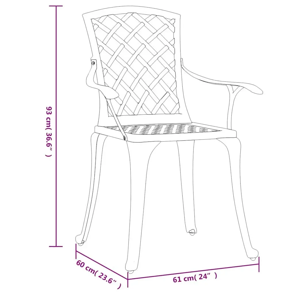 Outdoor Garden Chairs Set of 6 Cast Aluminium White Patio Dining Armchair