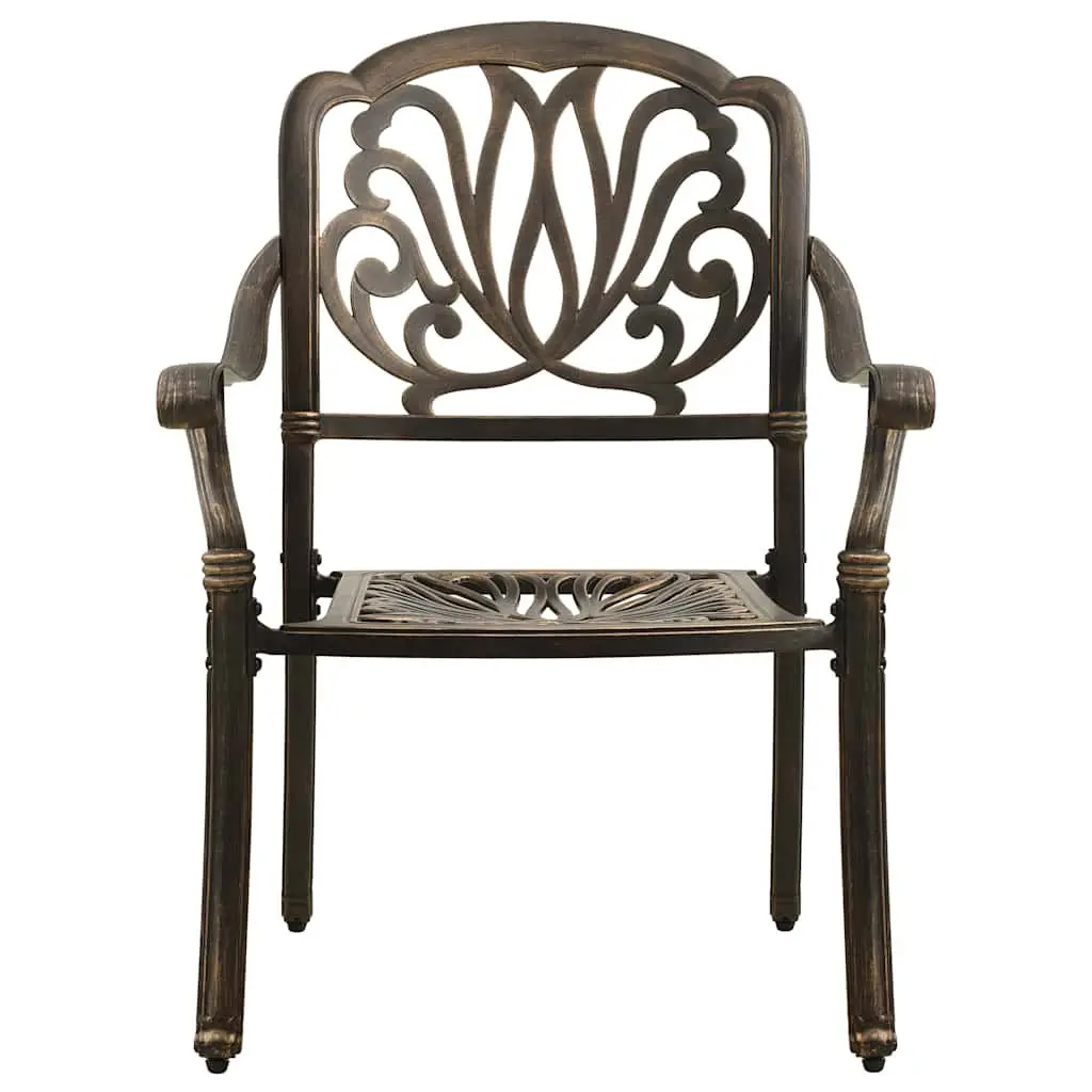 Bistro Set 3 Piece Outdoor Garden Patio Furniture Brown Cast Aluminium Table Chairs