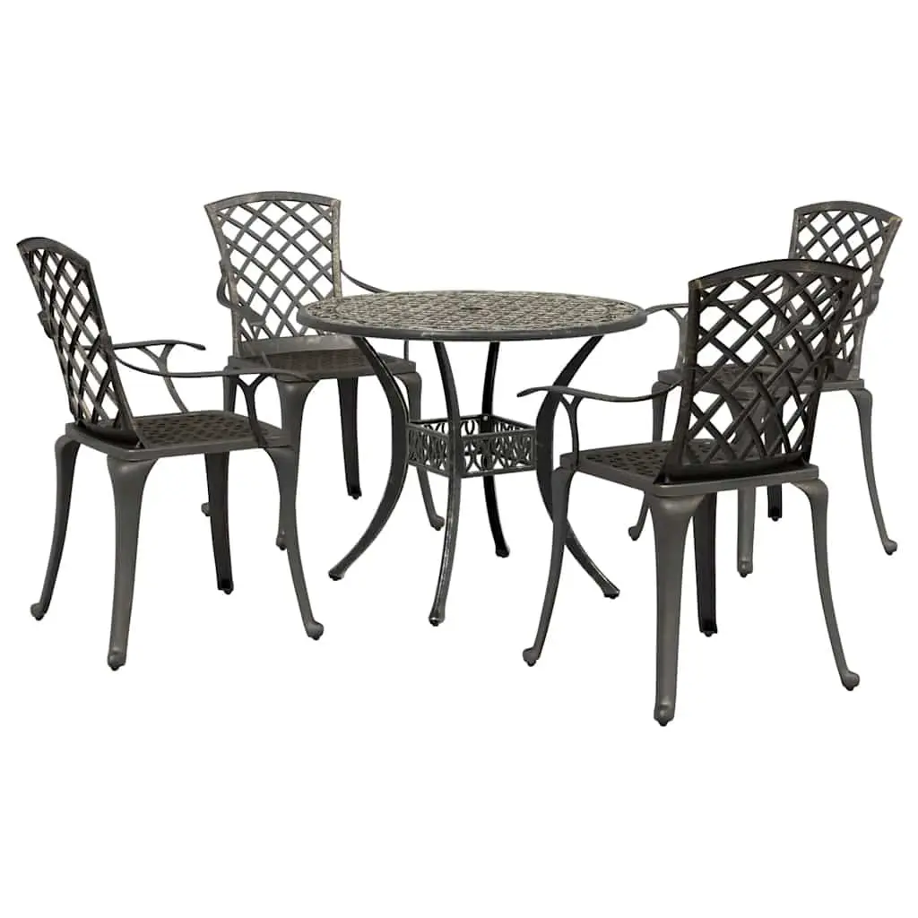 Garden Dining Set 5 Piece Outdoor Patio Furniture Brown Cast Aluminium Table