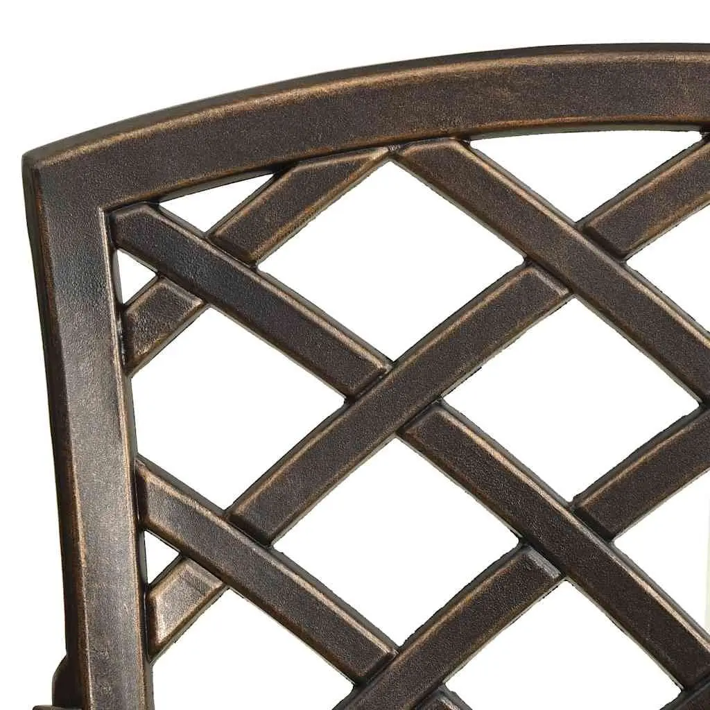 Garden Dining Set 5 Piece Outdoor Patio Furniture Brown Cast Aluminium Table