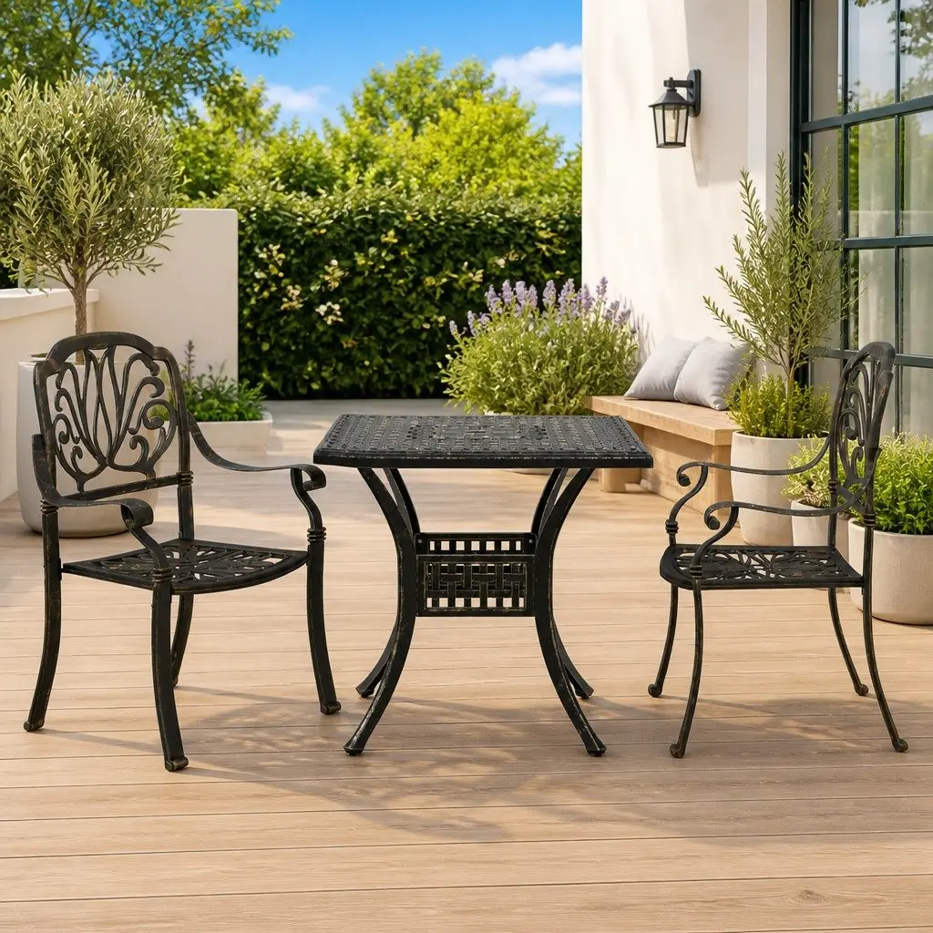 Bistro Set Outdoor Garden Patio Furniture 3 Piece Brown