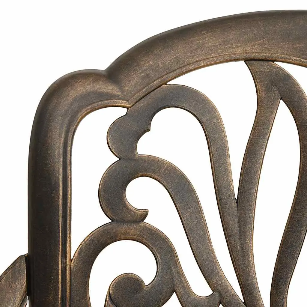 Outdoor Garden Dining Set Brown Cast Aluminium 5 Piece Table and Chairs