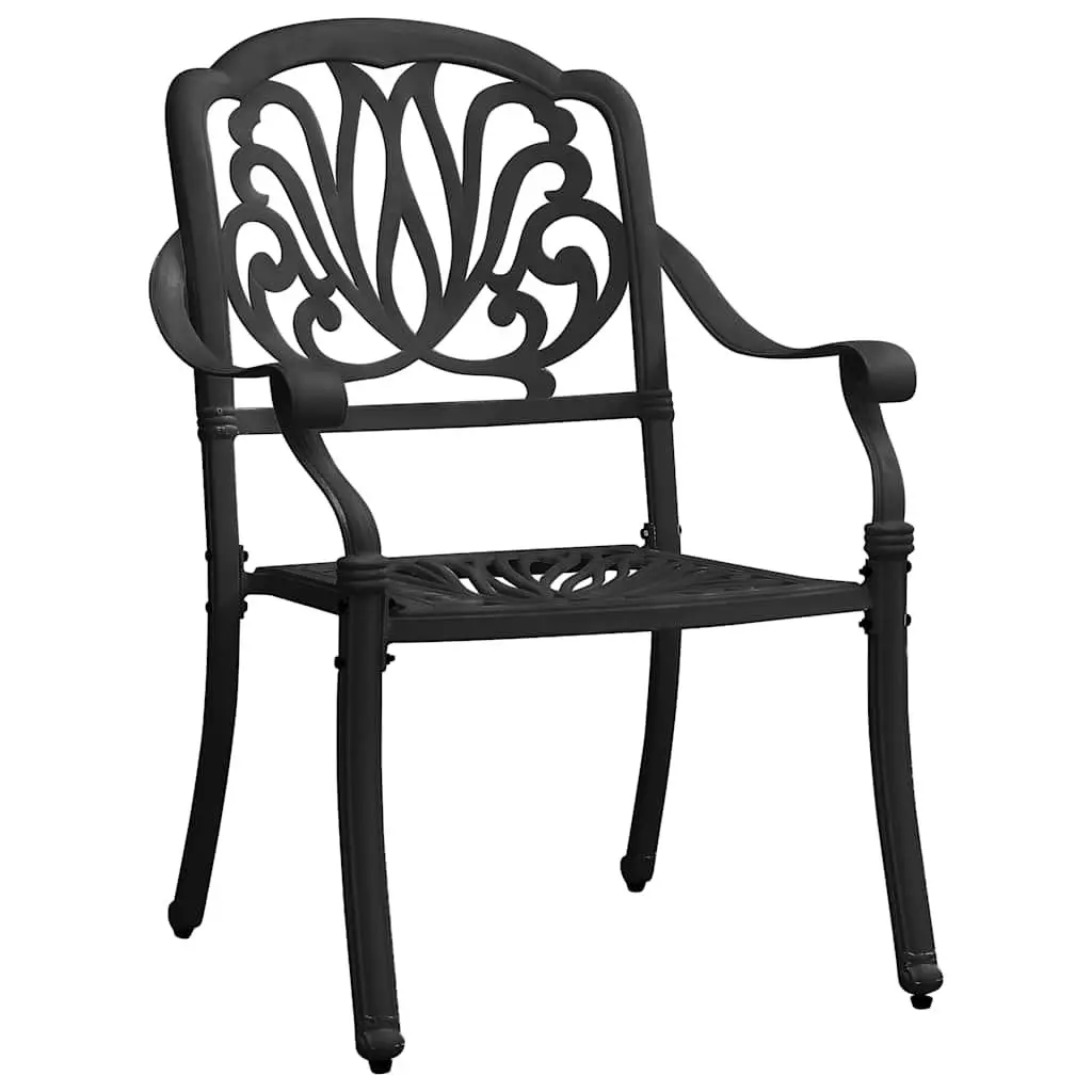 Outdoor Dining Set Black 5 Piece Cast Aluminium Table and Chairs for Patios Backyards and Gardens