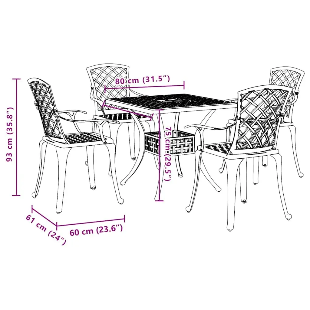 5-Piece Garden Dining Set for Outdoor Enjoyment