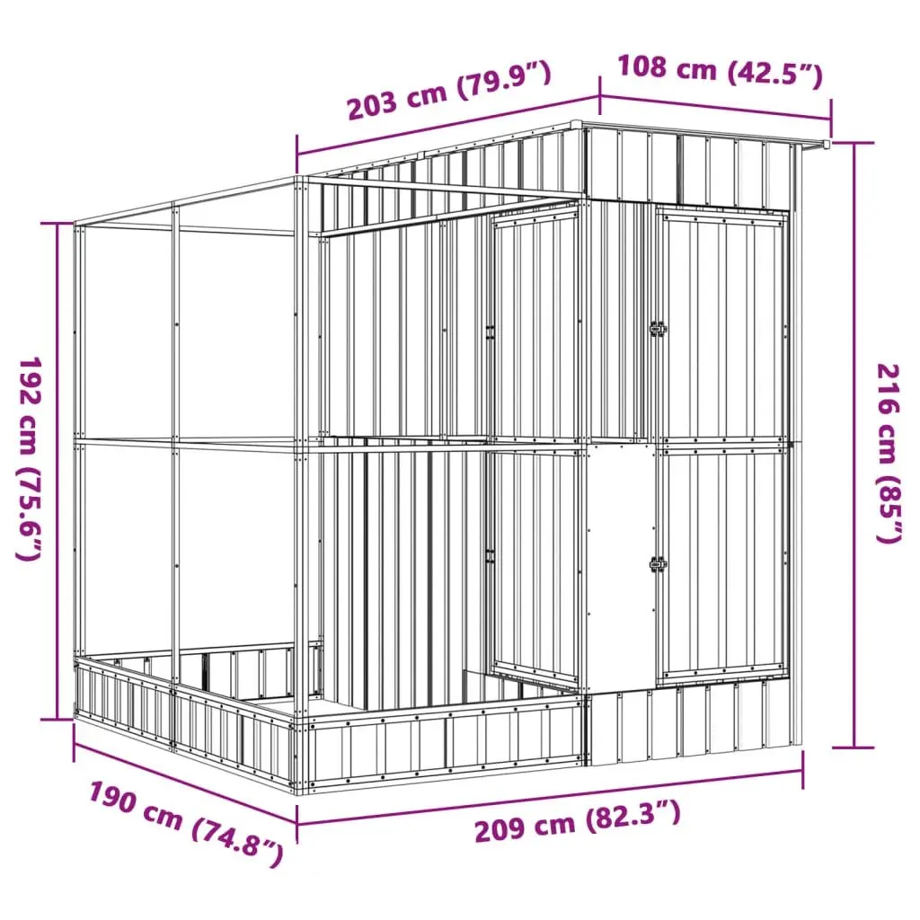 Steel Aviary Outdoor Enclosure Silver 209x203x216cm