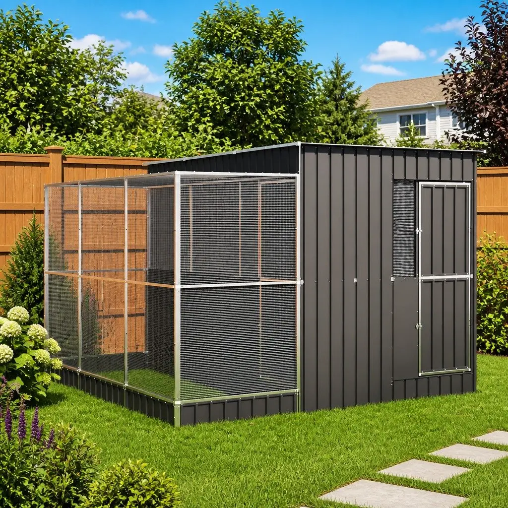 Bird Aviary Silver Large Outdoor 290x303x216cm Steel Mesh Cage