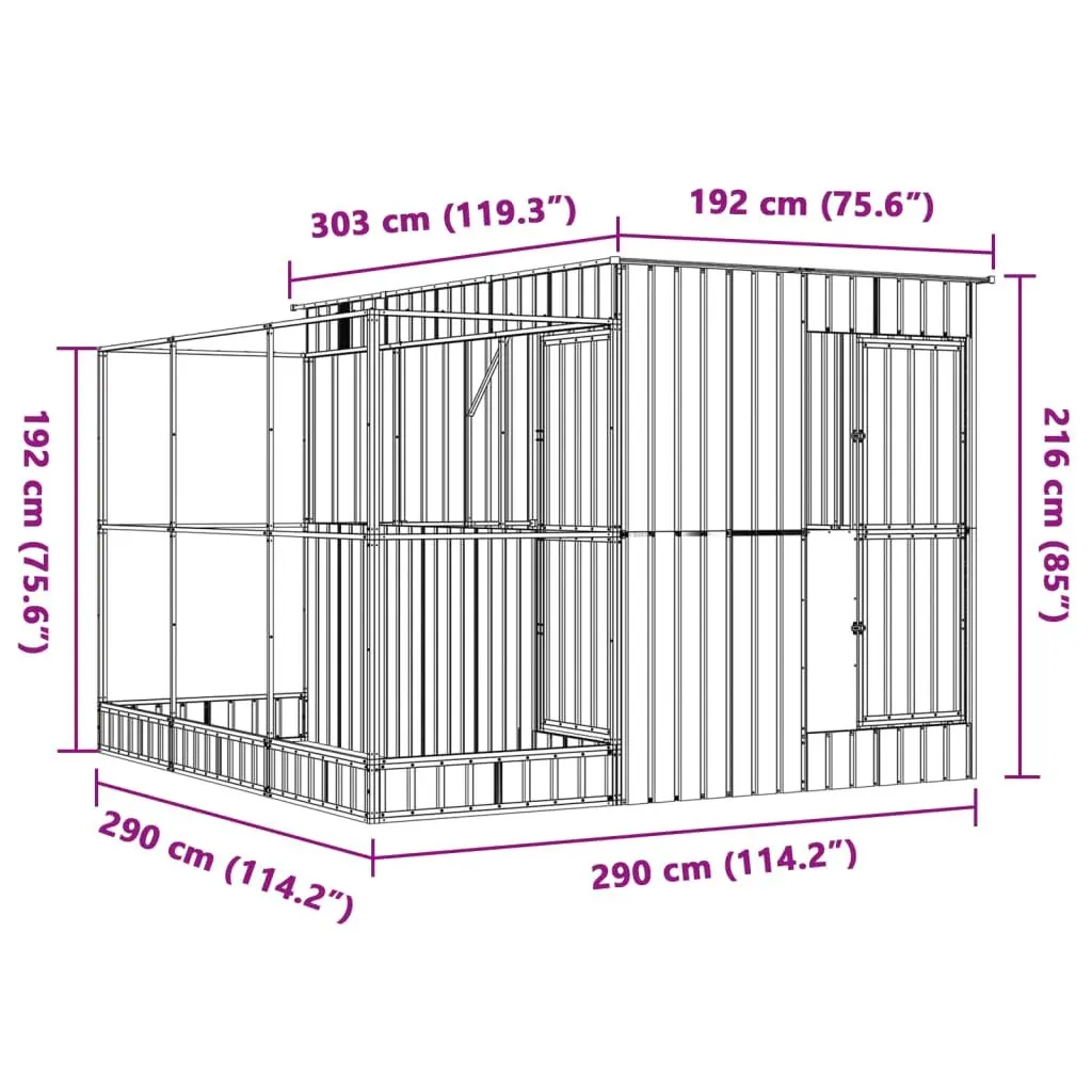 Bird Aviary Silver Large Outdoor 290x303x216cm Steel Mesh Cage