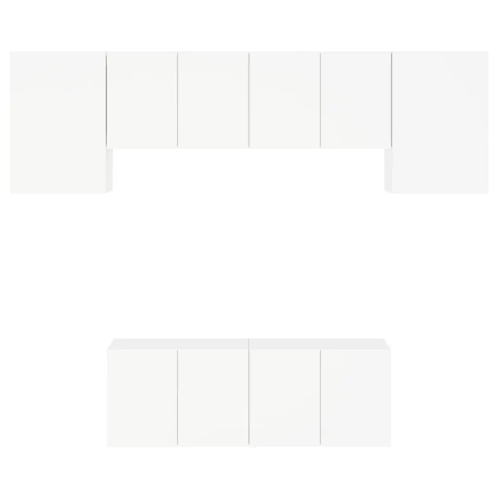 TV Wall Unit 6 Piece White Engineered Wood Floating Storage Shelves Bedroom