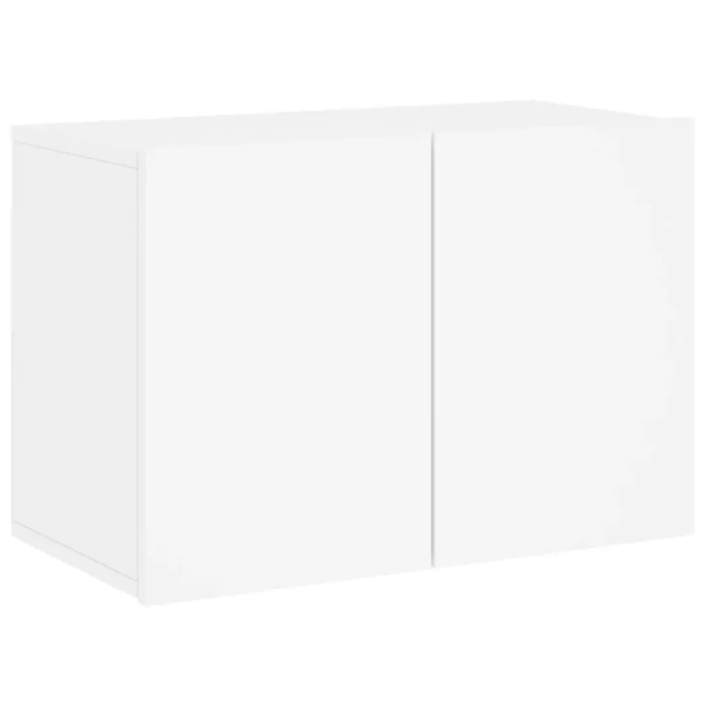 TV Wall Unit 6 Piece White Engineered Wood Floating Storage Shelves Bedroom