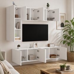 Affordable White Floating 5 Piece TV Unit Solution
