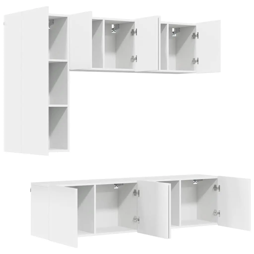 TV Wall Unit 5 Piece Storage Cabinet Wall-Mounted White