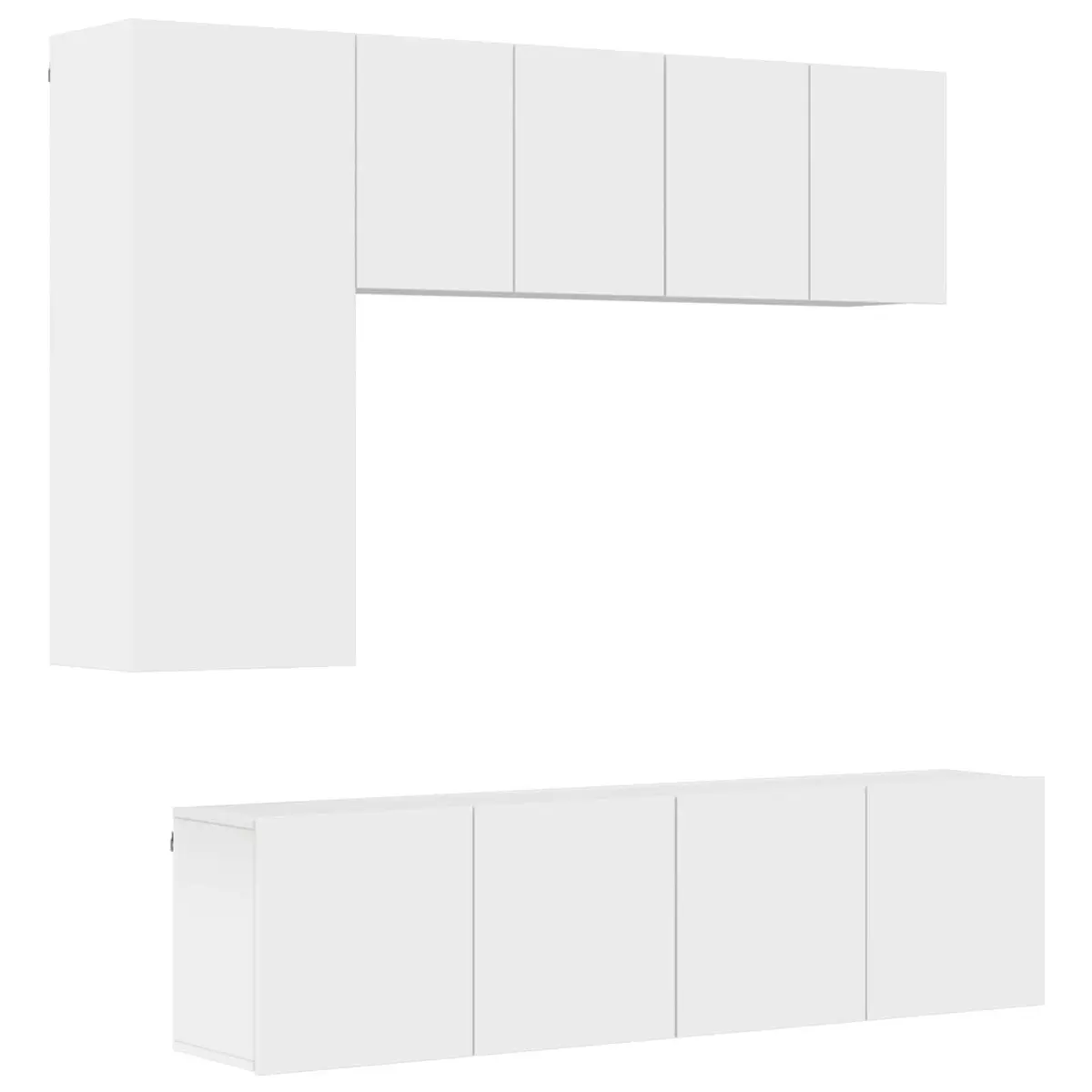 TV Wall Unit 5 Piece Storage Cabinet Wall-Mounted White