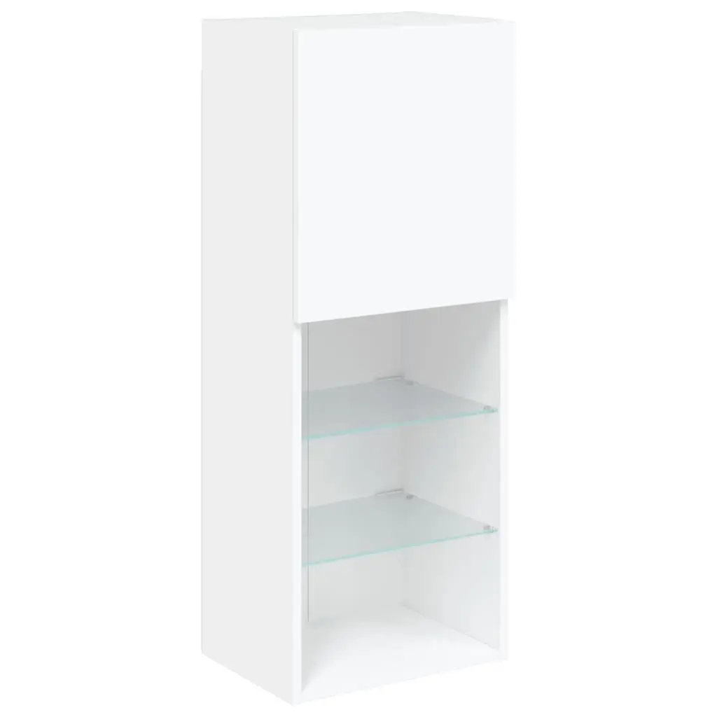 TV Wall Units 4 Piece Floating Wall Mounted Cabinet with RGB LED Lights White