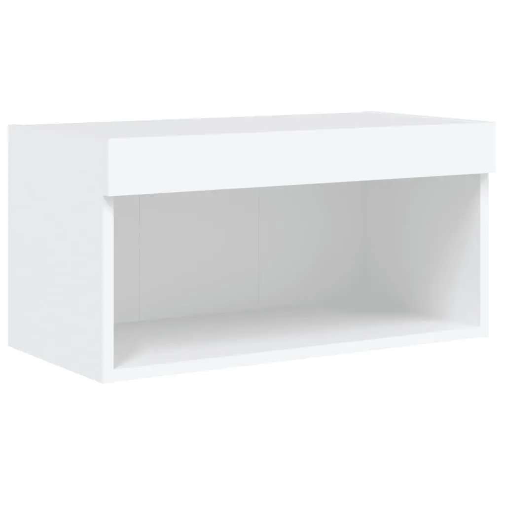 6 Piece White Wall-Mounted TV Cabinet Set with Storage Shelves and RGB LED Lighting