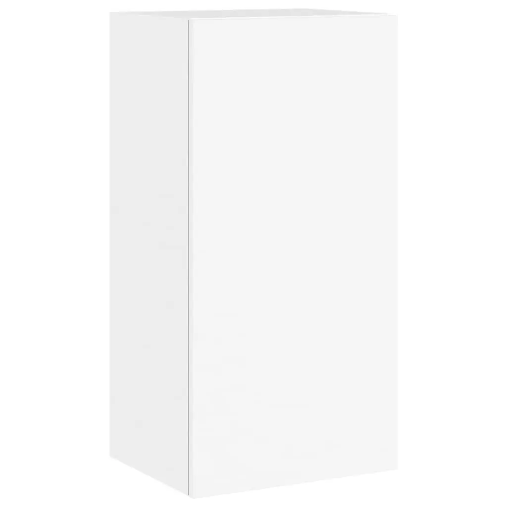 3 Piece White TV Wall Cabinets RGB LED Lights Floating Storage Units