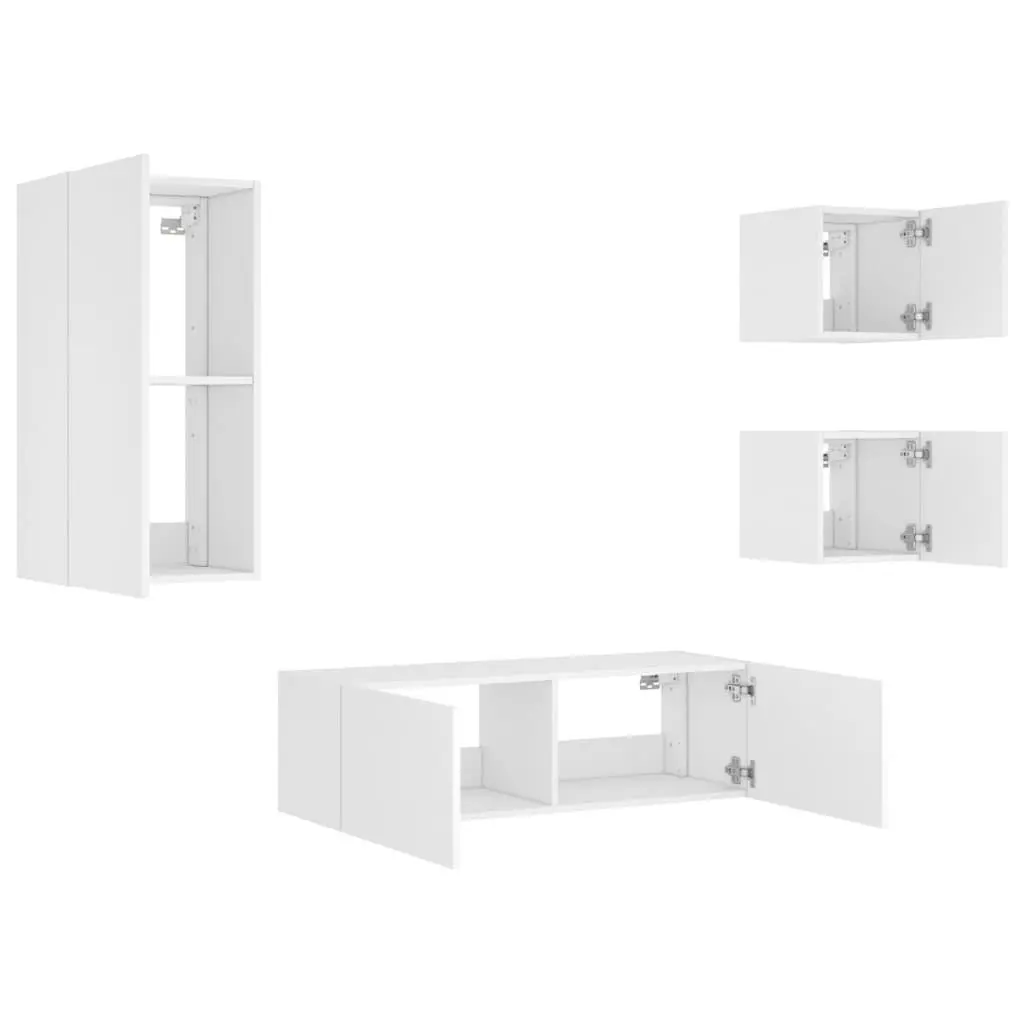 Floating TV Cabinets with LED Lights in White