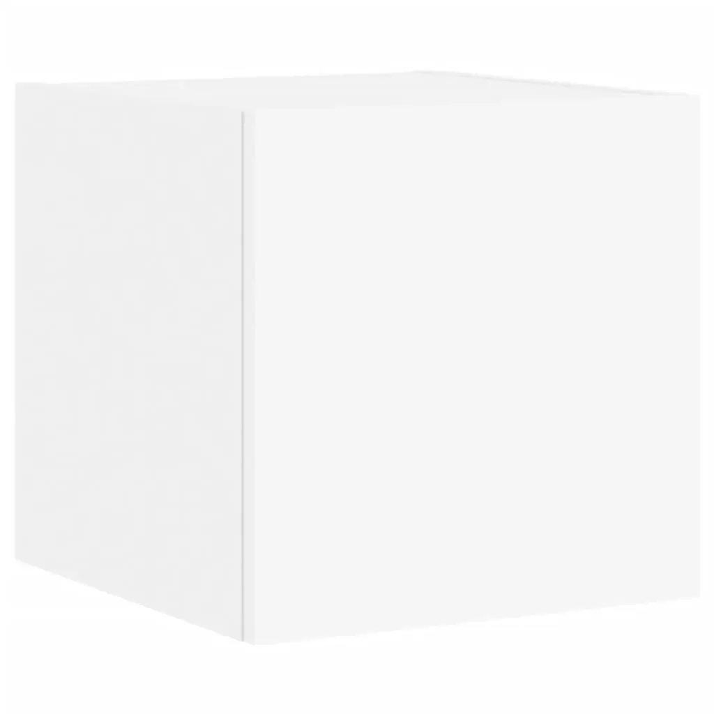 6 Piece White TV Wall Cabinets RGB LED Lights Floating Storage Units