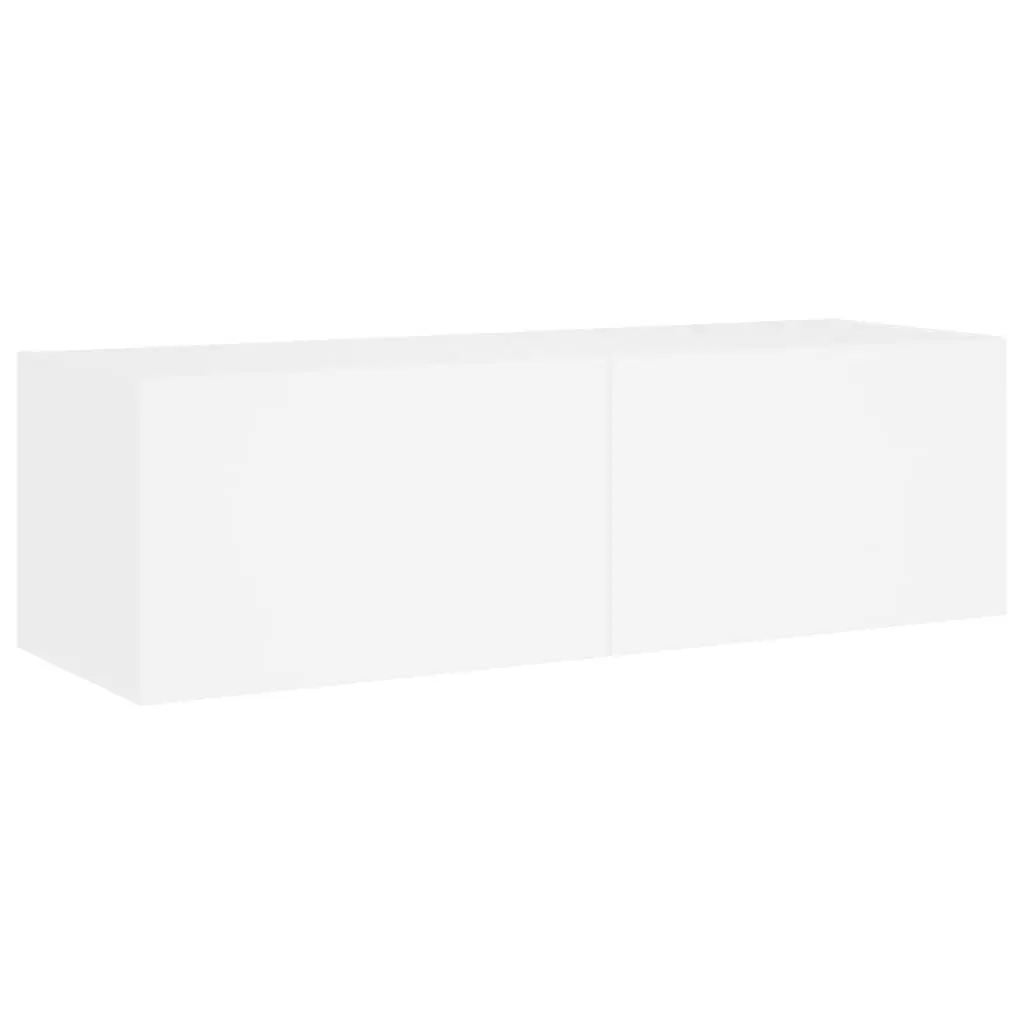 6 Piece White TV Wall Cabinets RGB LED Lights Floating Storage Units
