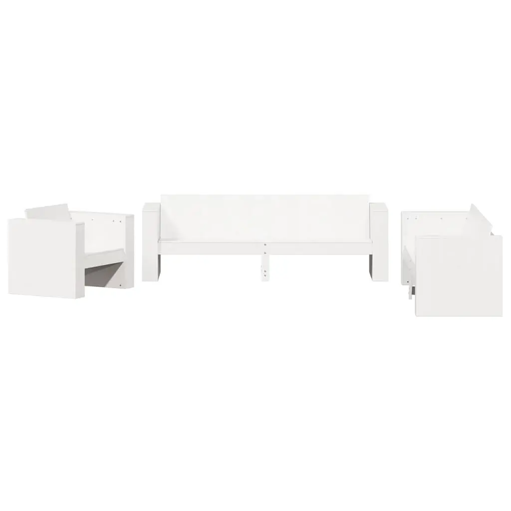 2 Piece Garden Lounge Set White Solid Pine Wood Outdoor Patio Furniture