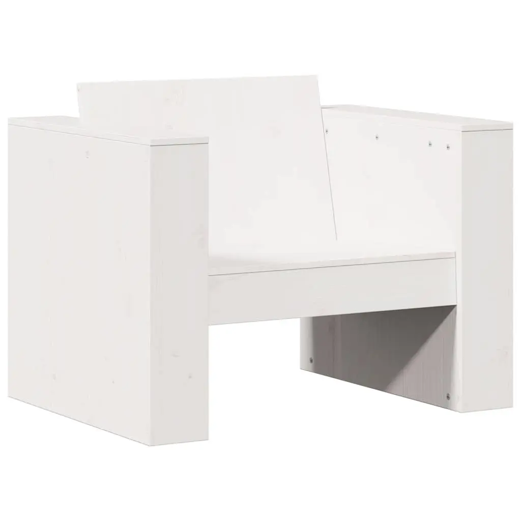2 Piece Garden Lounge Set White Solid Pine Wood Outdoor Patio Furniture