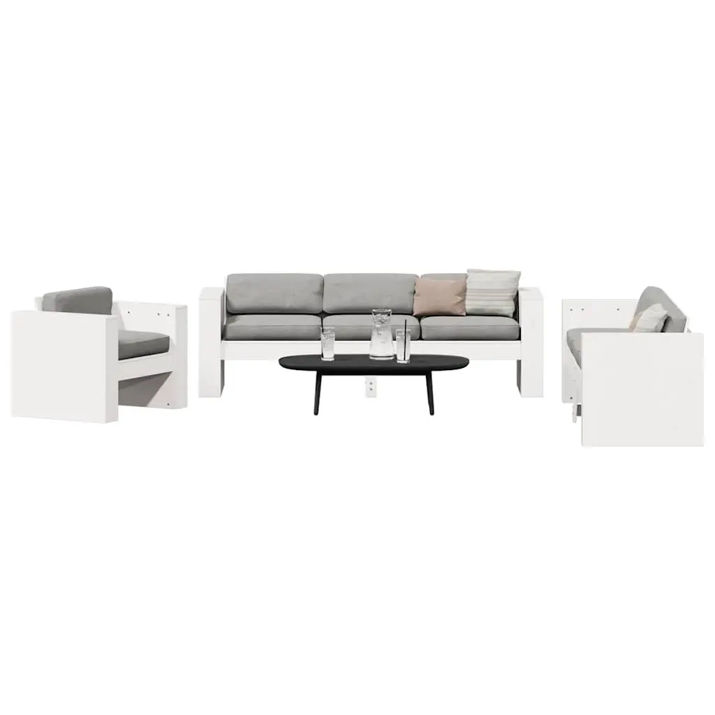 2 Piece Garden Lounge Set White Solid Pine Wood Outdoor Patio Furniture