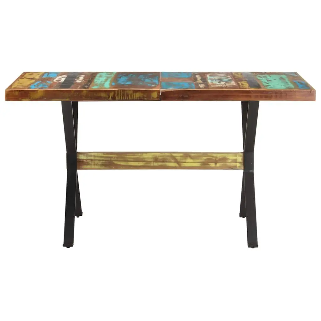 Dining Table Industrial Kitchen 140x70x76 cm Solid Reclaimed Wood Multicolour
