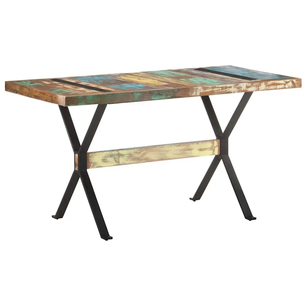 Dining Table Industrial Kitchen 140x70x76 cm Solid Reclaimed Wood Multicolour