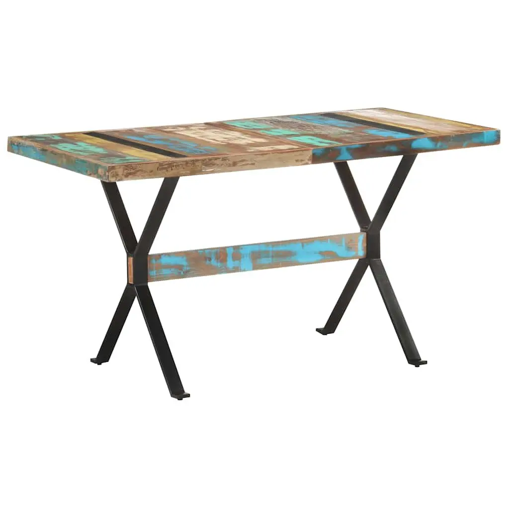 Dining Table Industrial Kitchen 140x70x76 cm Solid Reclaimed Wood Multicolour