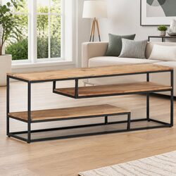 TV Cabinet 130x30x45 cm Brown Solid Wood Media Storage Unit with Shelves
