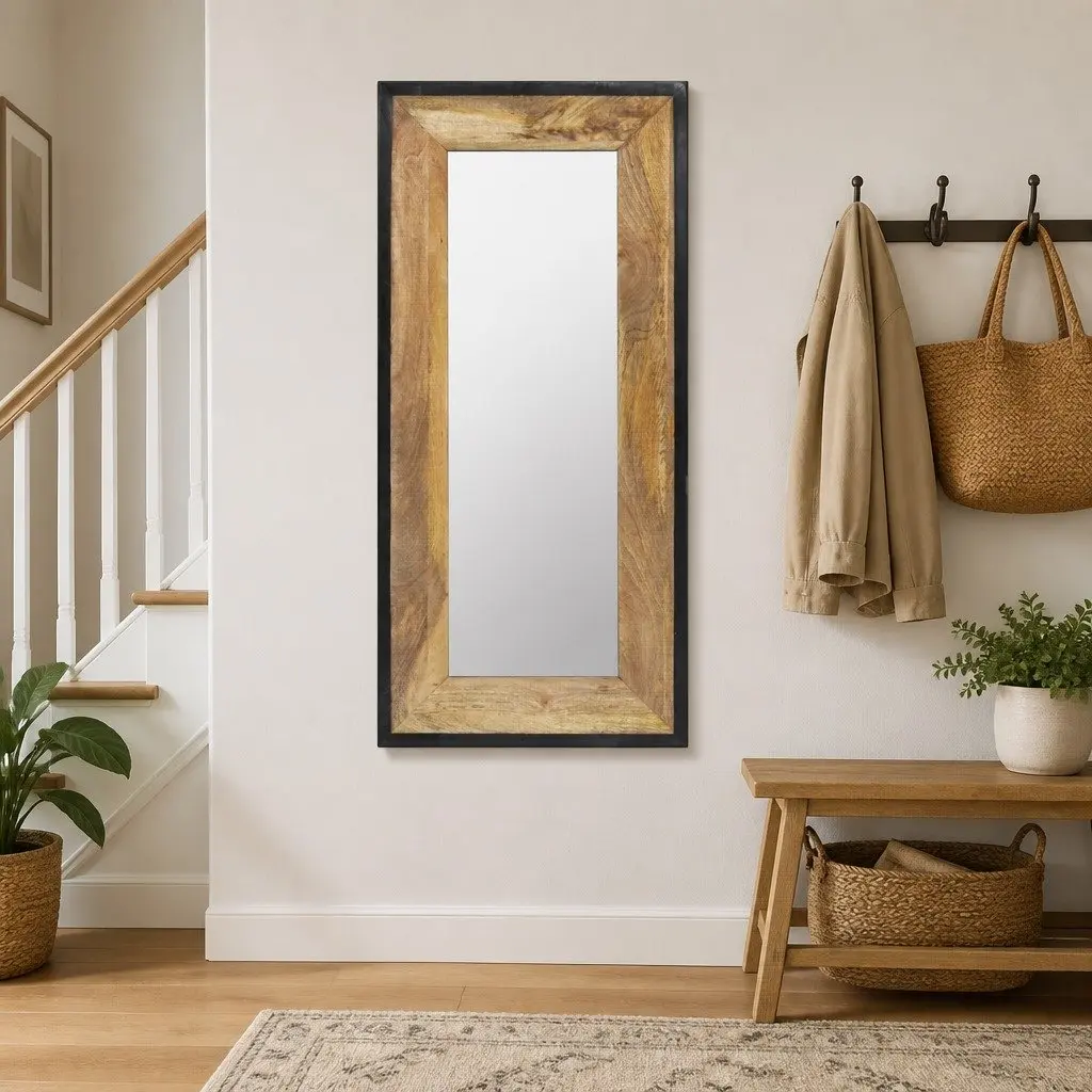 Mirror Solid Mango Wood 110x50cm Brown Wall Décor