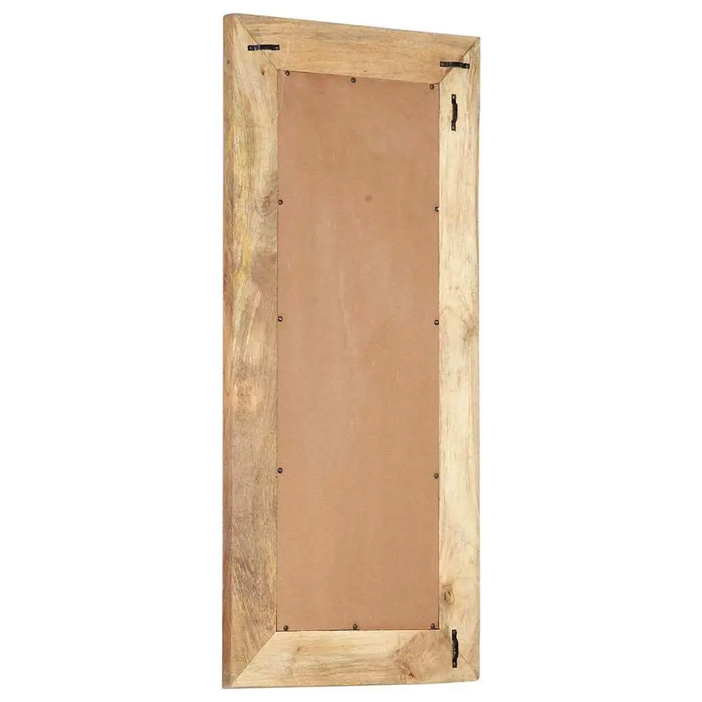 Hand-Carved Wooden Mirror 110x50cm Brown Solid Wood Wall Decor Home Accent