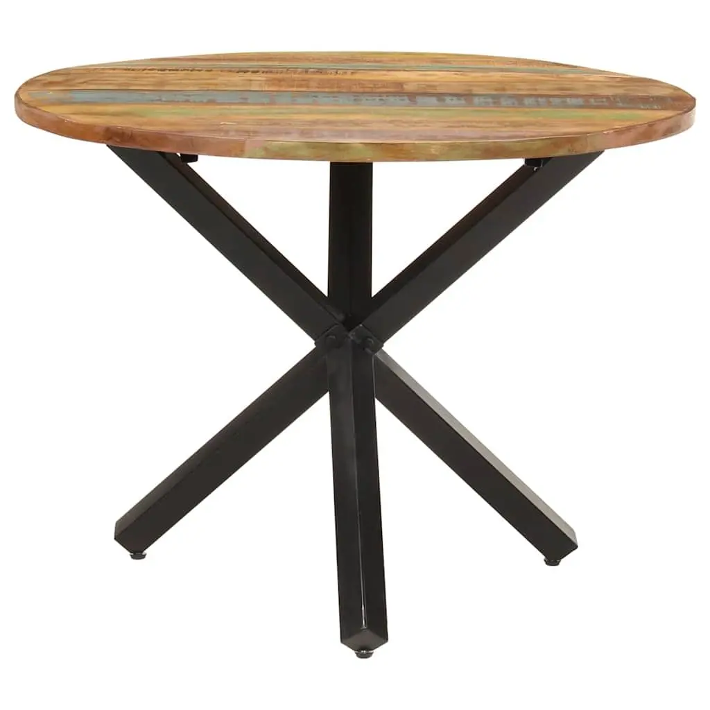 Reclaimed Wood Round Dining Table Brown 100cm Diameter 75cm Height Kitchen Furniture
