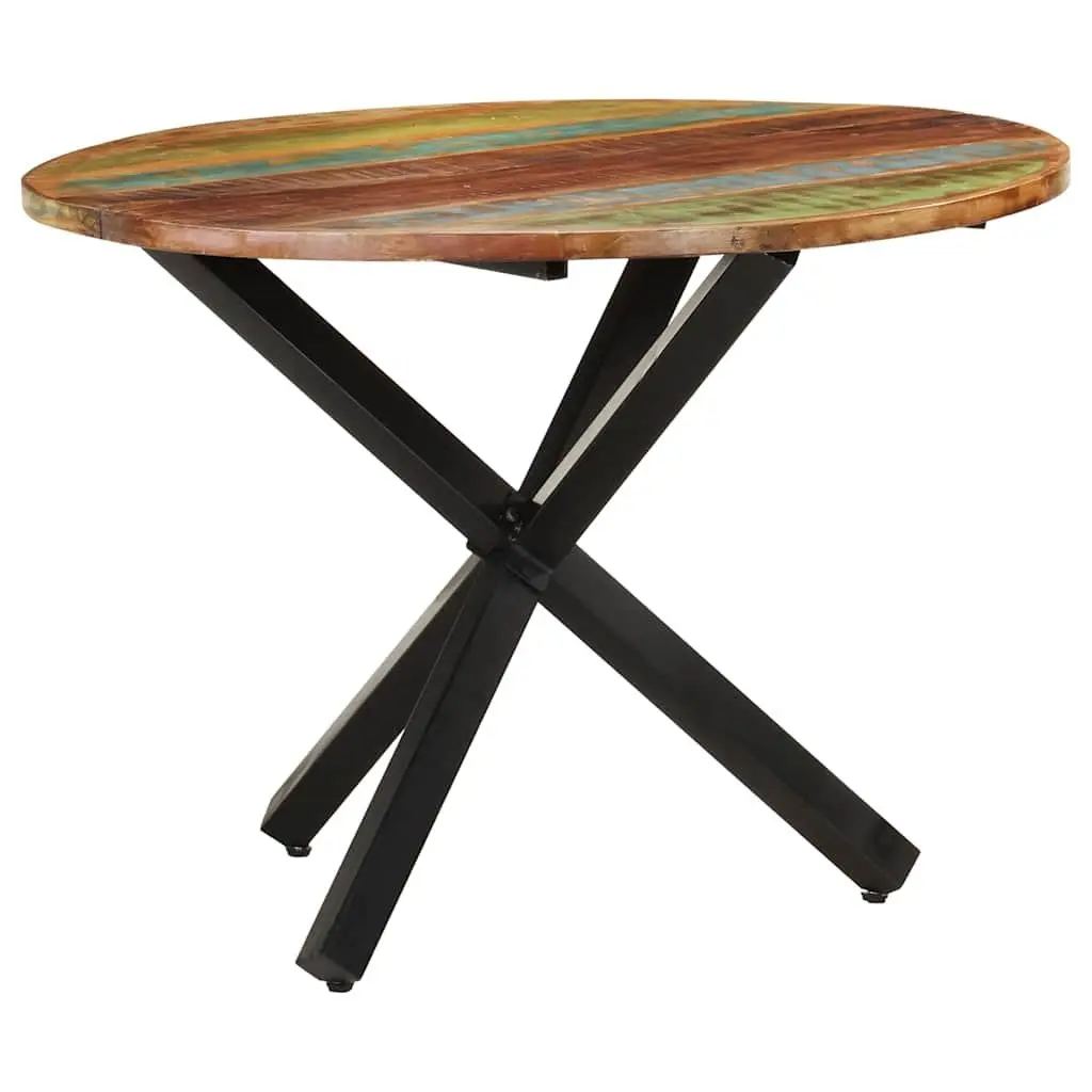 Reclaimed Wood Round Dining Table Brown 100cm Diameter 75cm Height Kitchen Furniture