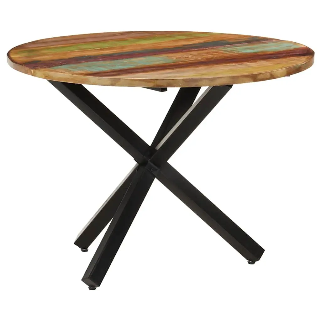 Reclaimed Wood Round Dining Table Brown 100cm Diameter 75cm Height Kitchen Furniture