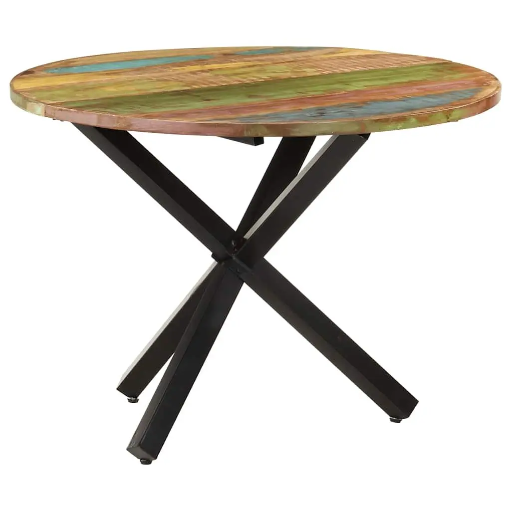 Reclaimed Wood Round Dining Table Brown 100cm Diameter 75cm Height Kitchen Furniture
