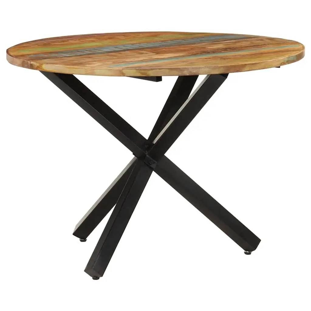 Reclaimed Wood Round Dining Table Brown 100cm Diameter 75cm Height Kitchen Furniture