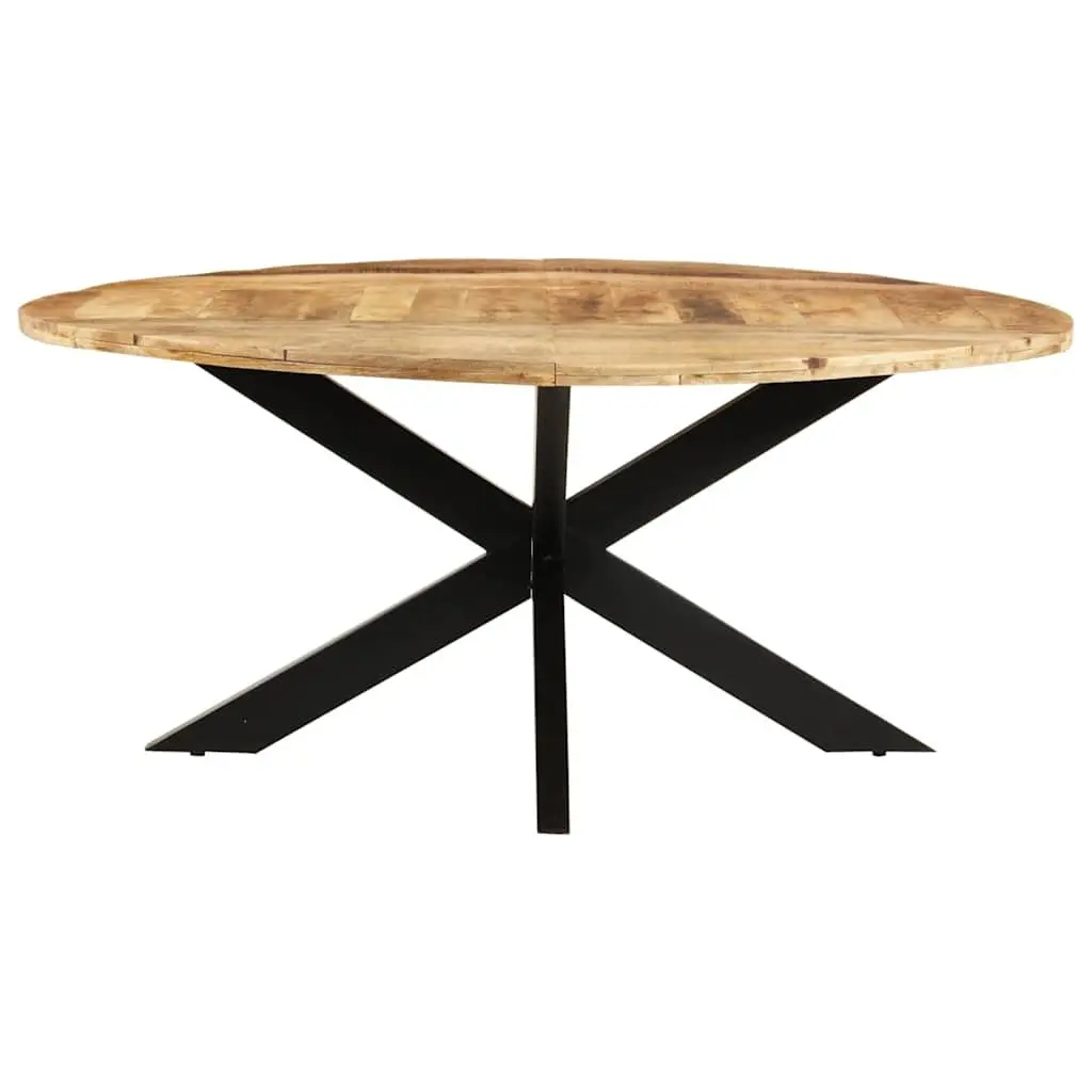 Round Dining Table Kitchen 175cm Brown Rough Mango Wood