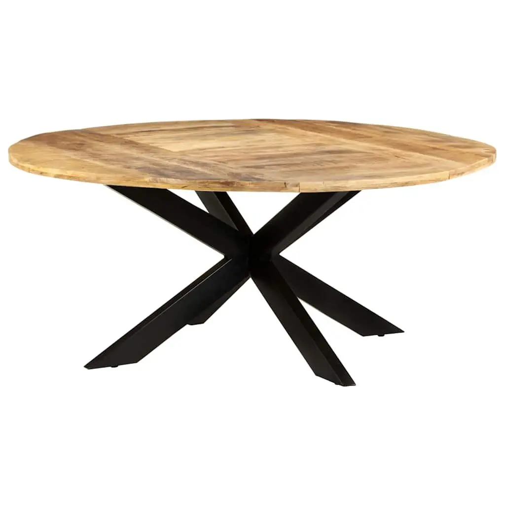 Round Dining Table Kitchen 175cm Brown Rough Mango Wood