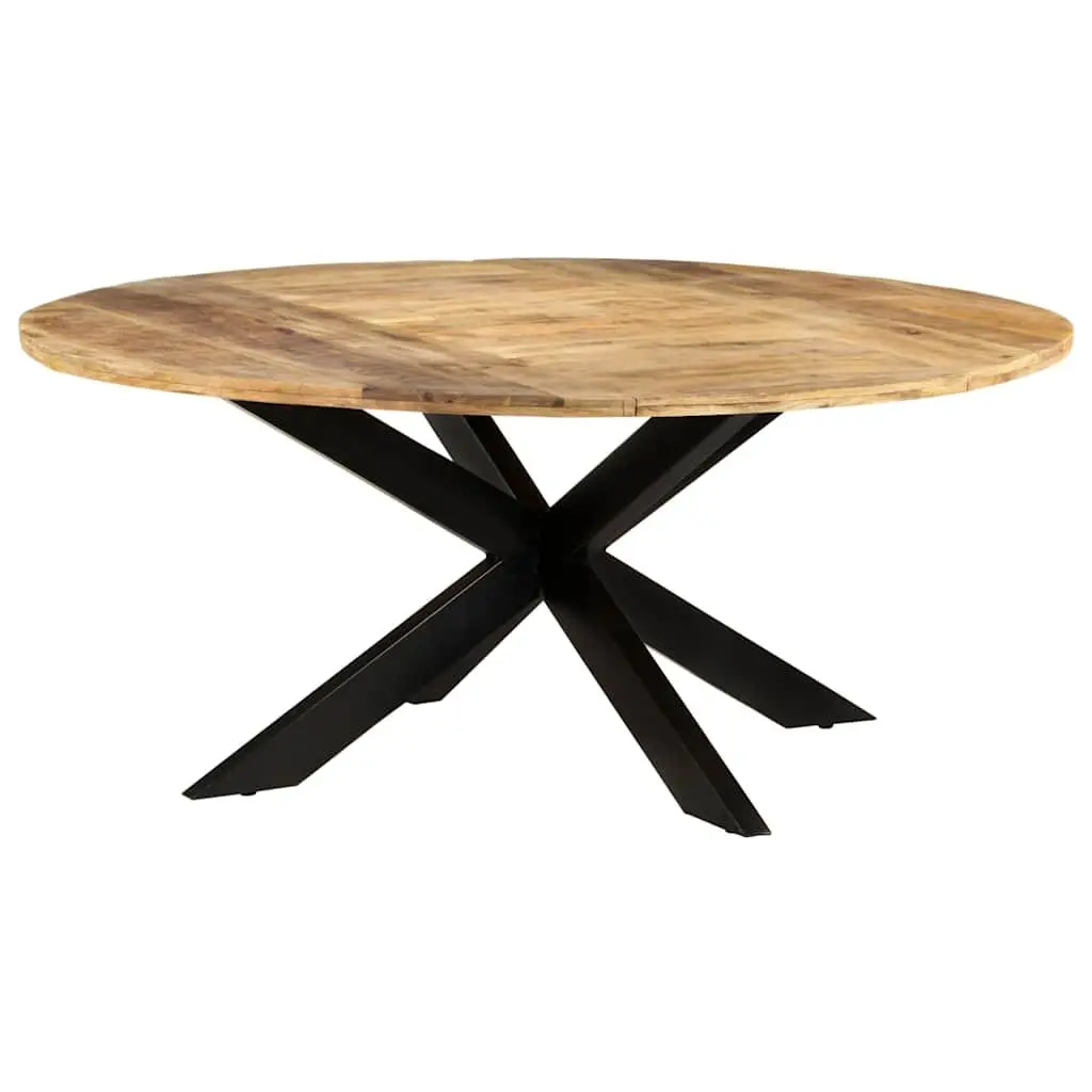 Round Dining Table Kitchen 175cm Brown Rough Mango Wood