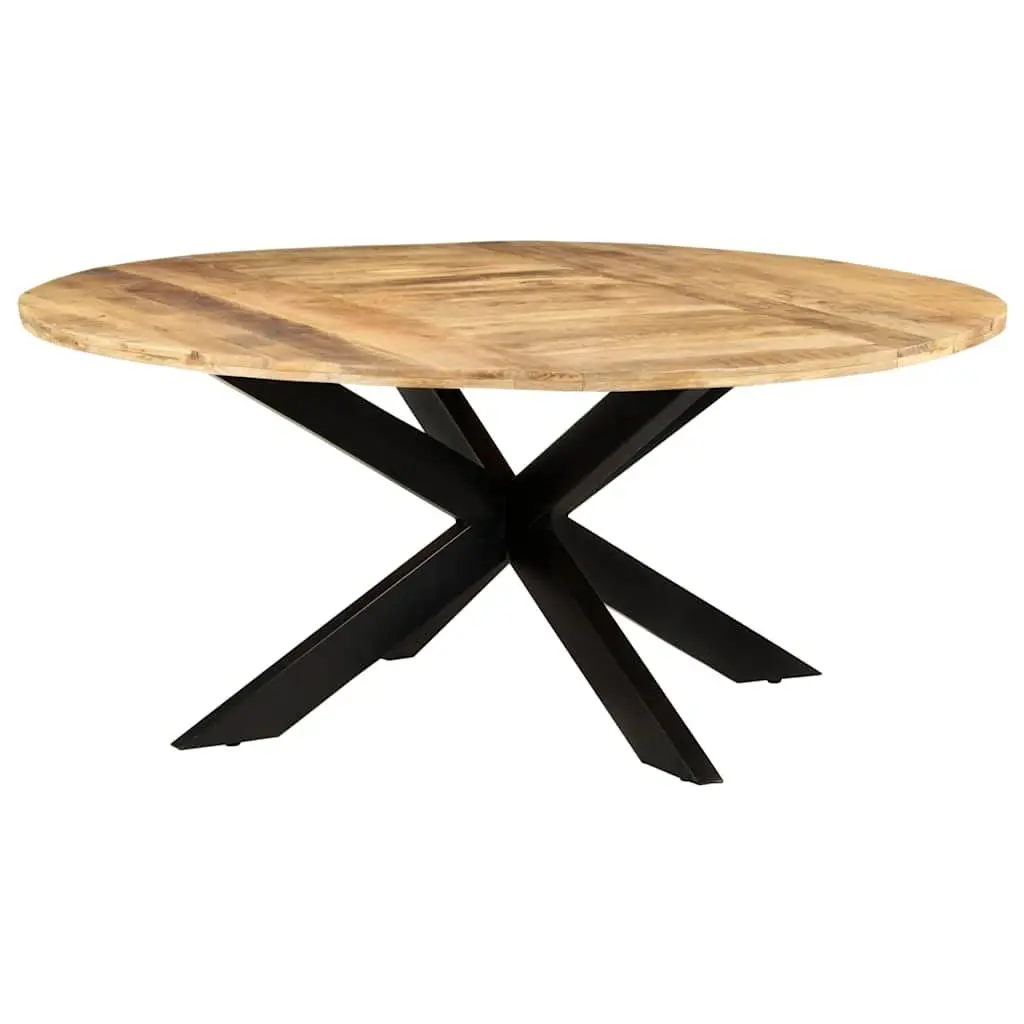 Round Dining Table Kitchen 175cm Brown Rough Mango Wood