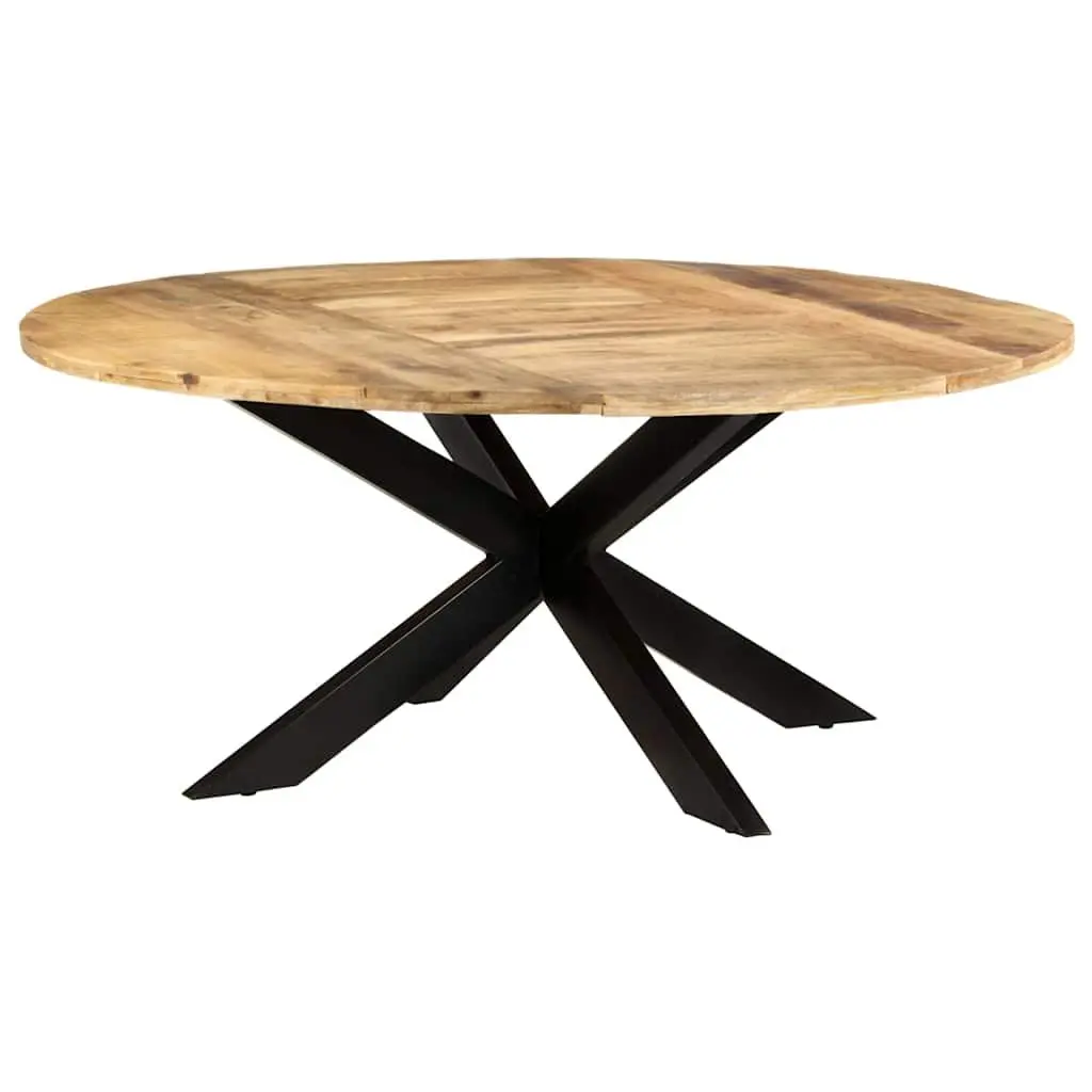 Round Dining Table Kitchen 175cm Brown Rough Mango Wood
