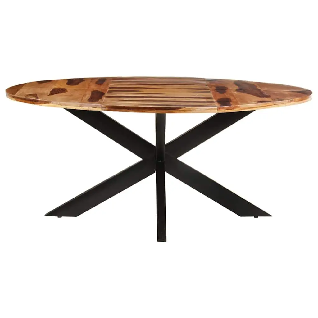 Round Dining Table Acacia Wood 175cm Kitchen Brown Honey