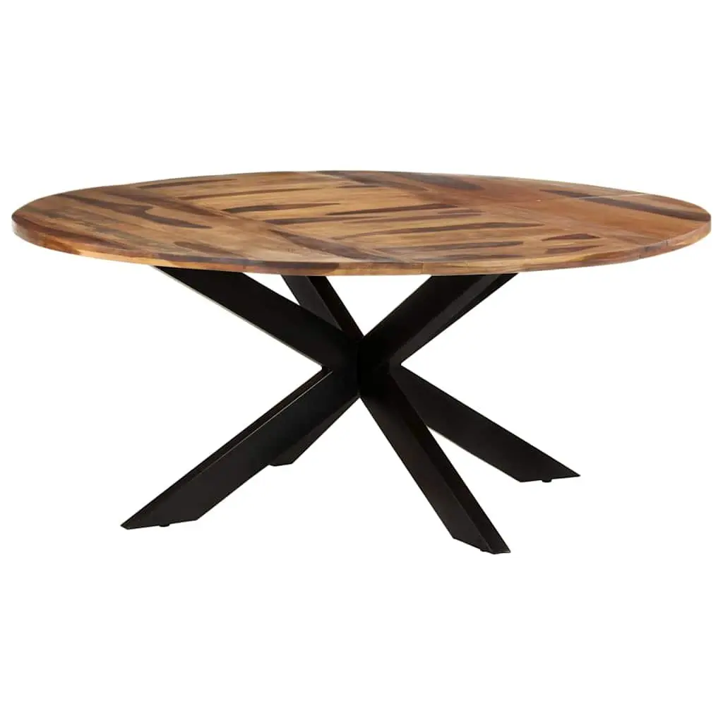 Round Dining Table Acacia Wood 175cm Kitchen Brown Honey