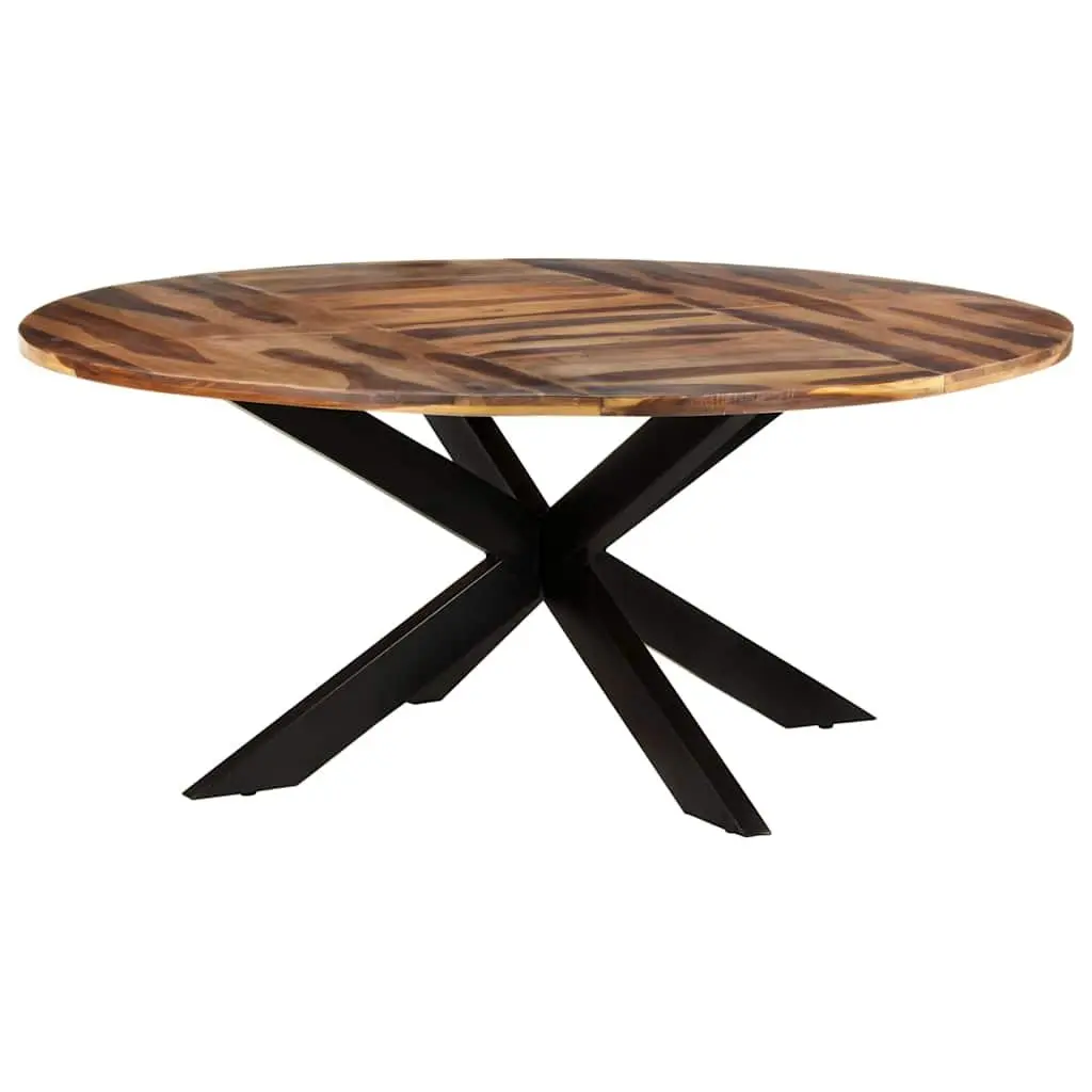 Round Dining Table Acacia Wood 175cm Kitchen Brown Honey