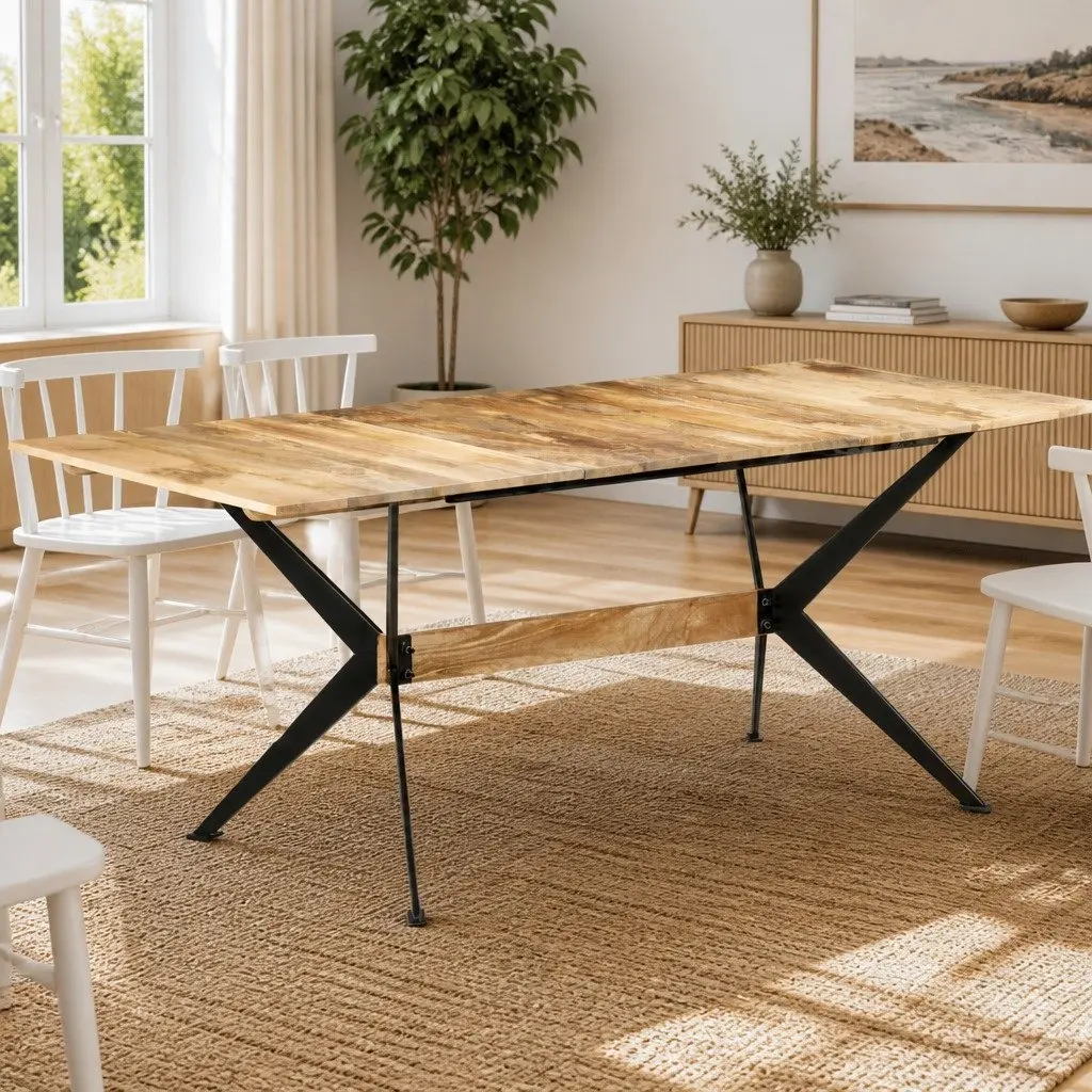 Mango Wood Dining Table 180x90x76cm Brown