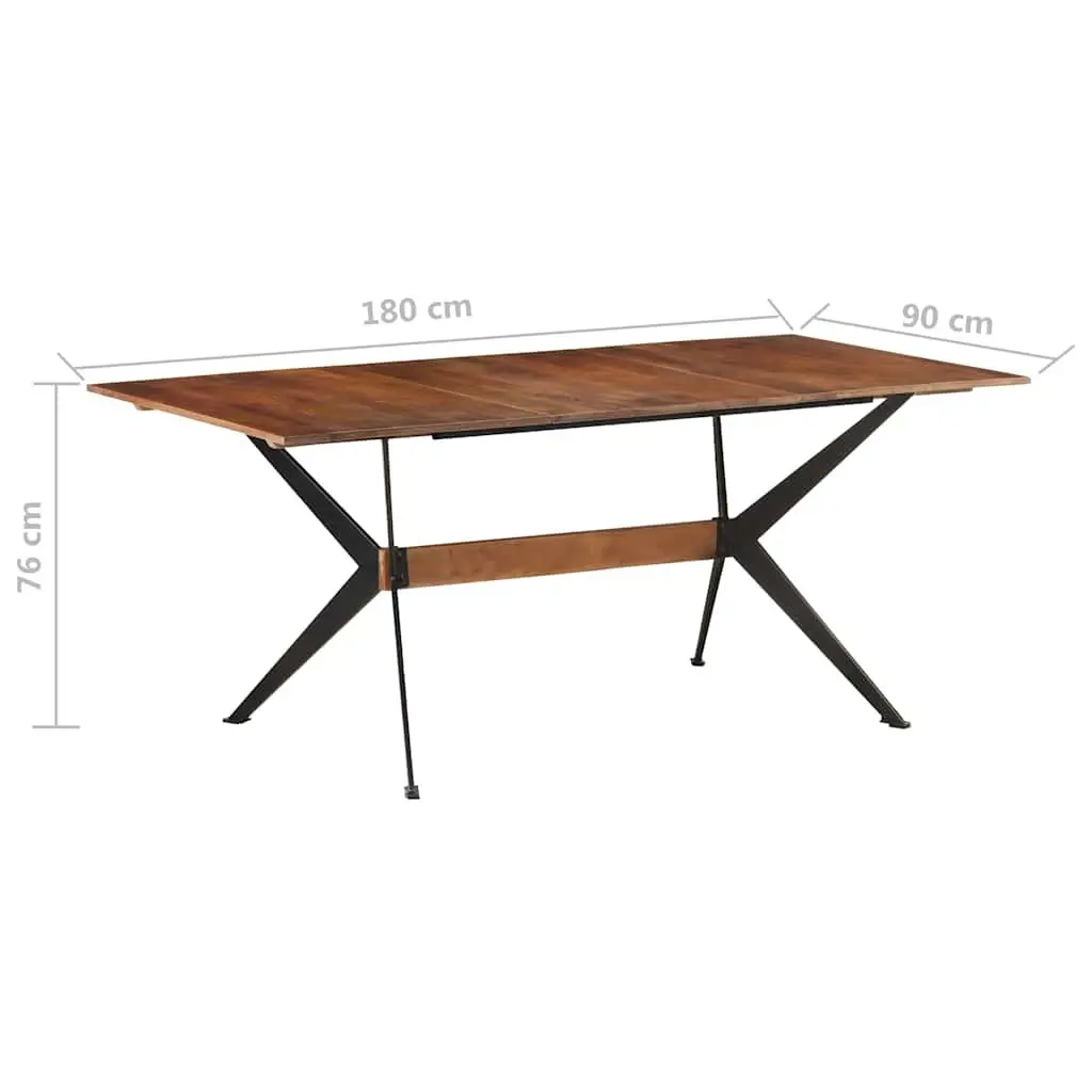 Solid Mango Wood Dining Table 180x90x76 cm Brown Kitchen Room Furniture