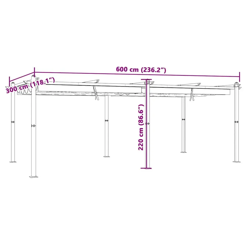 Garden Gazebo Retractable Roof Outdoor Canopy 3x6m Anthracite