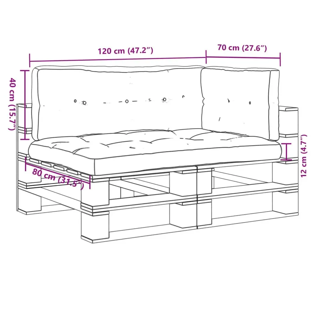 Pallet Cushions Outdoor Garden Sofa Seat Pad 3 Pieces Grey Polyester Fabric